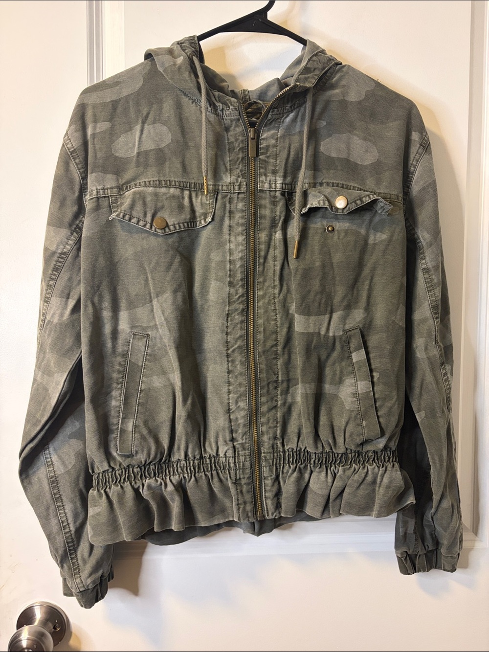 Maurices Olive Green Camo Hooded Field Jacket